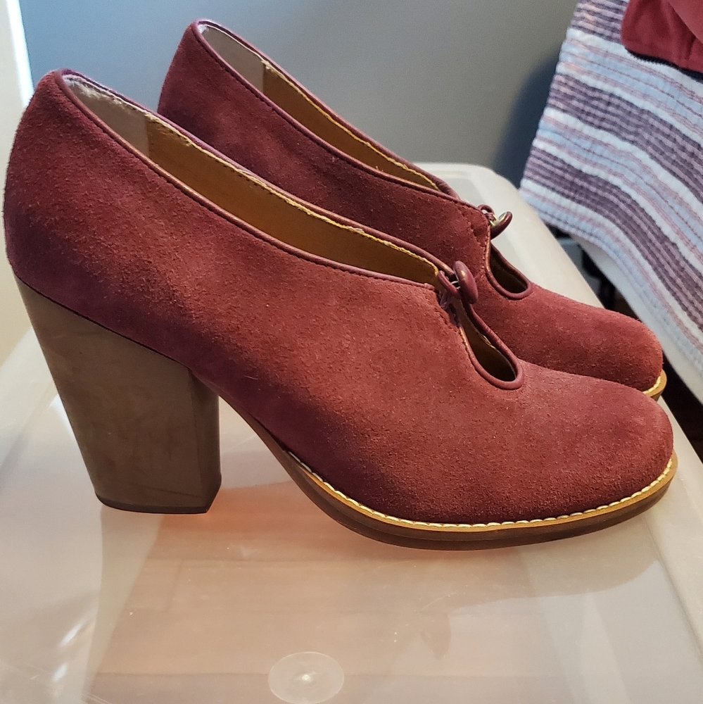 Plum suede wedge heel, Sundance Catalog
